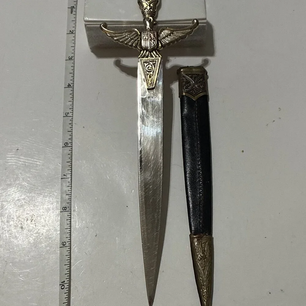 Vintage Spanish Toledo Style Decorative Dagger Letter Opener With Sheath 11.5”